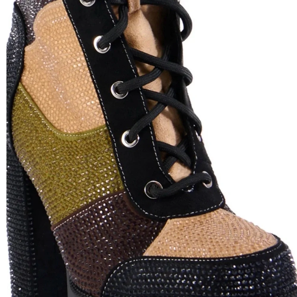 Elegant Women's Heeled Boots in Black, Brown, and Tan Sparkly Boots - Picture 8 of 9